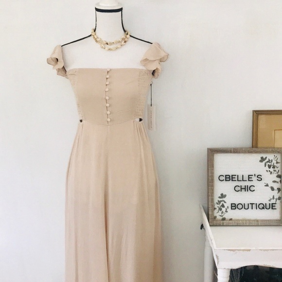 NWT Boho Off-The-Shoulder Smocked Jumpsuit - Picture 3 of 8